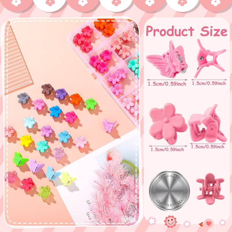 ProSuites 112 Pcs Baby Hair Clips - 28 Color Mini Flower and Butterfly Clips for Girls, Toddlers - Small Claw Clips With Organizer Box - Cute Hair Accessories - Image 3